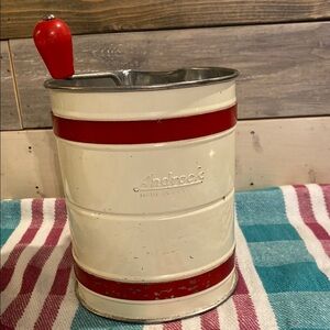 Red and White Retro flour sifter